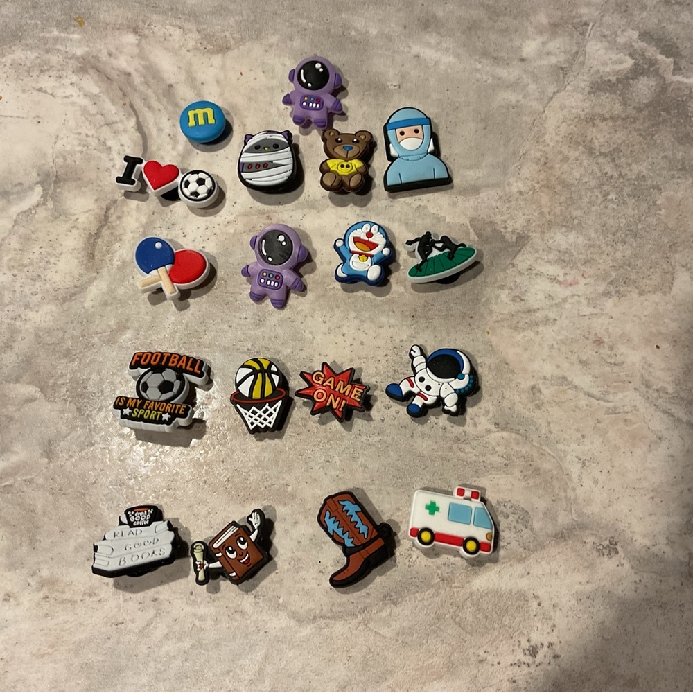 Assorted Shoe Charms Set 18 various sizes and styles